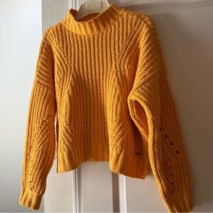 Yellow mock neck cropped sweater